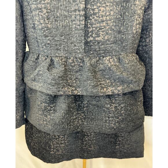 Gorgeous Ruffle Brocade Pea Coat - Black & Chocolate - Size XL (Juniors Sizing) - Picture 12 of 16